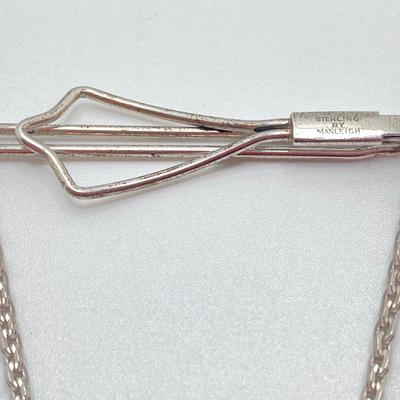 LOT 312: Sterling Silver and Marcasite Jewelry - Elephant Pendant Tw 6.71g and Manleigh Monogrammed Tie Clip