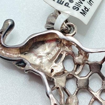 LOT 312: Sterling Silver and Marcasite Jewelry - Elephant Pendant Tw 6.71g and Manleigh Monogrammed Tie Clip