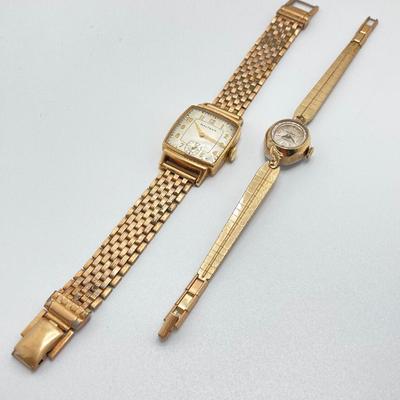 LOT 315: Vintage Gold Filled Waltham and Helbros Watches