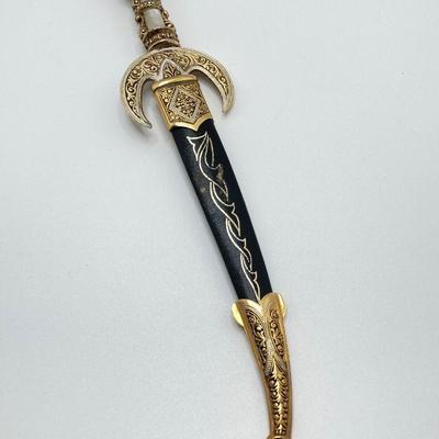 LOT 317: Vintage Spain Jeweled Dagger / Letter Opener with Sheath and Two Pair of Germany Decorative Scissors