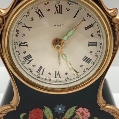 LOT 318: Vintage Uhrex Desk Clock with Collection of Gold Tone and Silver Tone Necklaces