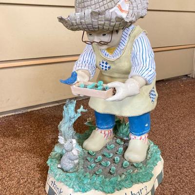 LOT 601225: Garden Decor - Metal Heron, Resin Hanging Planter and Statue "so you think this is a salad bar?"