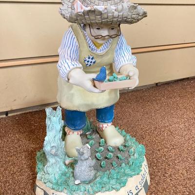 LOT 601225: Garden Decor - Metal Heron, Resin Hanging Planter and Statue "so you think this is a salad bar?"