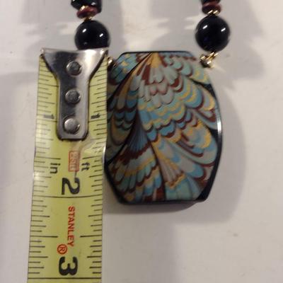 Chunky Black Lacquer Necklace and Earring Set