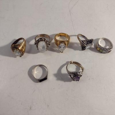 Collection of Silver Rings- Approximate Size 7