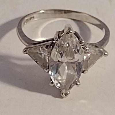 Pair of Diamonique Cubic Zirconia Rings Mounted in 14 Karat Gold- One White Gold, One Yellow Gold- Size 7