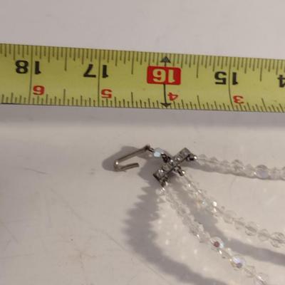 Triple Strand Graduated Bead Aurora Borealis Necklace- Approx 16 1/2" Long