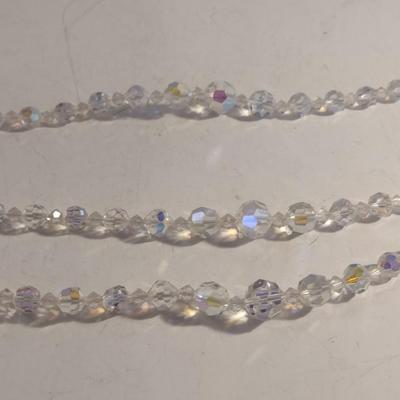 Triple Strand Graduated Bead Aurora Borealis Necklace- Approx 16 1/2" Long