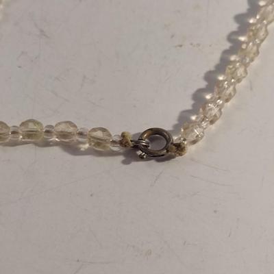Vintage Uranium Glass Graduated Faceted Bead Necklace- Approx 17" Long