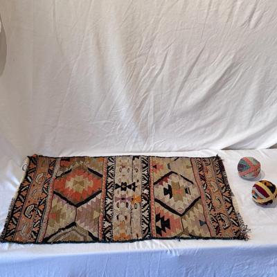 Kilim Style Door Mat and Temari Balls (LR-DZ)