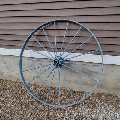 Large Metal Wheel Garden Decor- Approx 50 1/2" in Diameter
