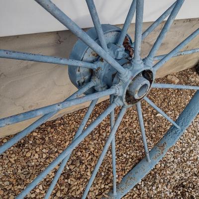 Large Metal Wheel Garden Decor- Approx 50 1/2" in Diameter