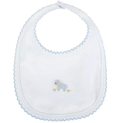 Mud Pie Blue French Knot Lamb Baby Bib | 100% Cotton