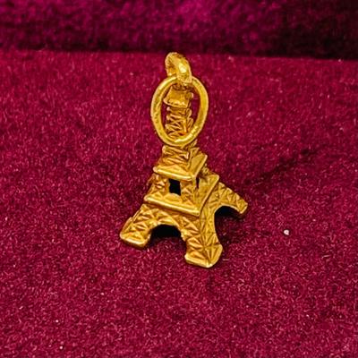 Lot 298: Gold-tone Charm Holder with 23” Chain and Unmarked and 12k GF Charms