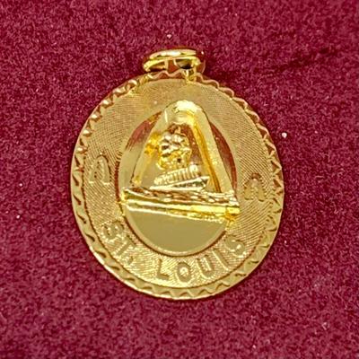 Lot 298: Gold-tone Charm Holder with 23” Chain and Unmarked and 12k GF Charms