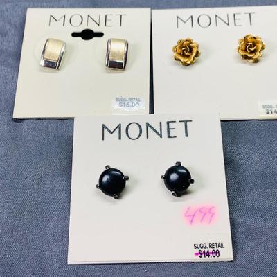 Lot 299J: Collection of Post Pierced Earrings by Trifari, Monet, Napier and More 14 Pairs All on Original Backings