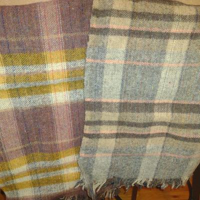 Pair of Oak Mills English Wool Throws- Approx 38" x 54"