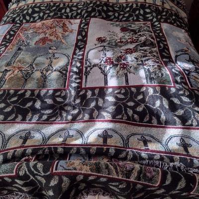Woven Blanket Set- Bird Design with Dark Background