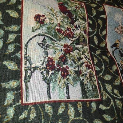 Woven Blanket Set- Bird Design with Dark Background