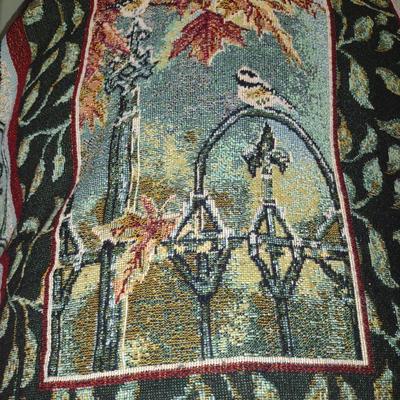 Woven Blanket Set- Bird Design with Dark Background