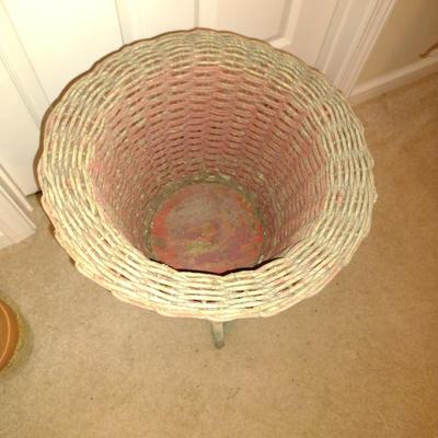 Wicker Plant Stand with Flower Pots and Baskets