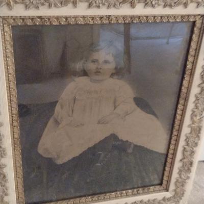 Framed Antique Photograph of Child- Approx 23 1/4" x 27 1/2"