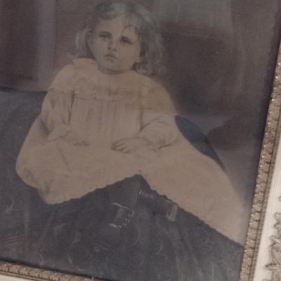 Framed Antique Photograph of Child- Approx 23 1/4" x 27 1/2"