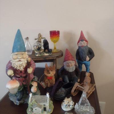 Collection of Home Decor- Gnomes, Amberina Glass