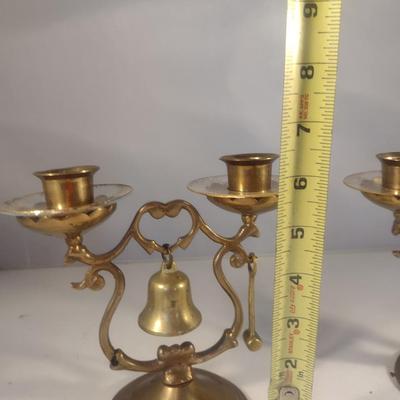 Vintage Tavern Bell Double Candlestick Holders