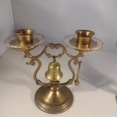 Vintage Tavern Bell Double Candlestick Holders