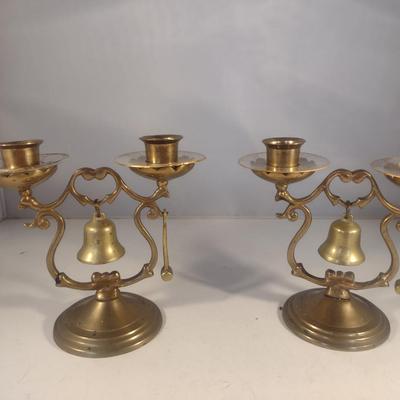 Vintage Tavern Bell Double Candlestick Holders
