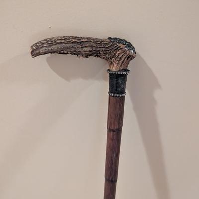 Antique Handle Deer Antler Walking Cane