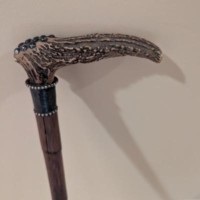 Antique Handle Deer Antler Walking Cane
