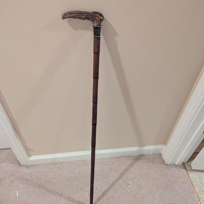 Antique Handle Deer Antler Walking Cane