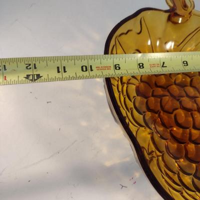 Vintage Strawberry Design Amber Glass Bowl- Approx 13" x 9 1/2"