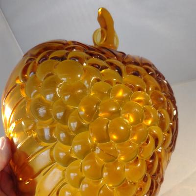 Vintage Strawberry Design Amber Glass Bowl- Approx 13" x 9 1/2"
