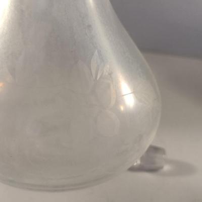 Beverage Set- Decanter with Stopper and Four Etched Glasses
