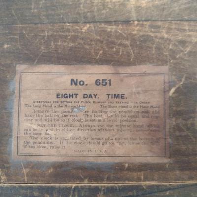 Wood Case Mantle Clock- Eight Day Wind Up