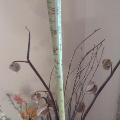 Tall Glass Vase with Artificial Flower Arrangement