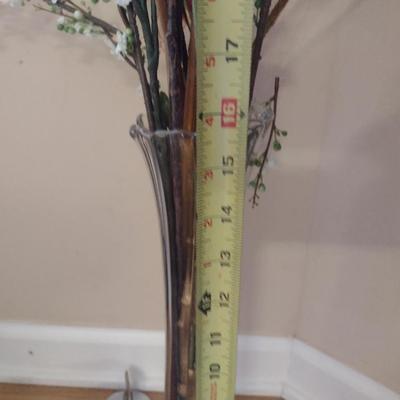 Tall Glass Vase with Artificial Flower Arrangement