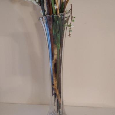 Tall Glass Vase with Artificial Flower Arrangement