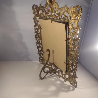 Vintage Metal Picture/Mirror Frame with Collection of Mementos and Keepsakes