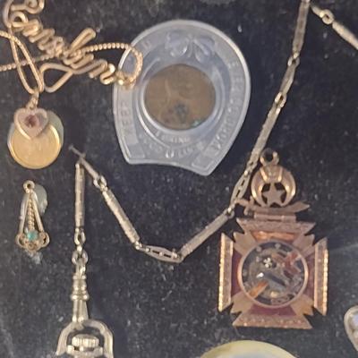 Vintage Metal Picture/Mirror Frame with Collection of Mementos and Keepsakes