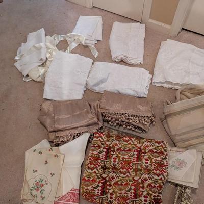 Assortment Of Linens Curtains Table Skirting