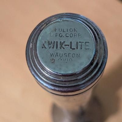 Vintage Fulton Mfg Corp Kwik-Lite Chrome Flashlight Wauseon OH