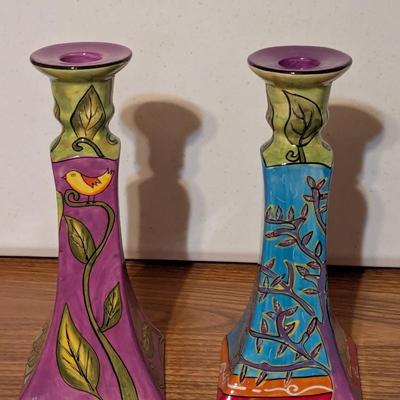 A Woman Of Valor By Outi Hand Painted Candle Holders
