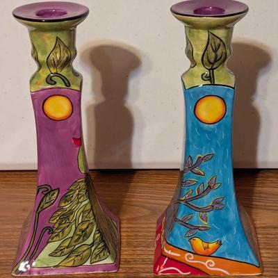 A Woman Of Valor By Outi Hand Painted Candle Holders