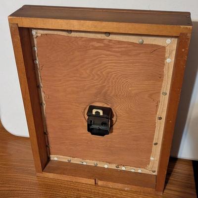 Vintage Battery Operated Mantle Clock Cross Stitch Face Shadow Box Fruit Sampler