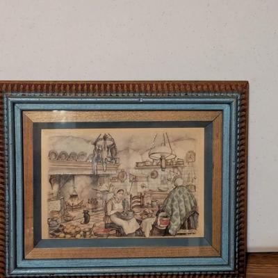 Framed Vintage Anton Pieck Print (1966) 9" x 11"
