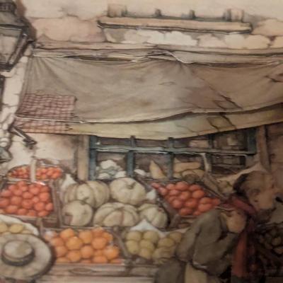 Framed Vintage Anton Pieck Print (1966) 11" x 9"
